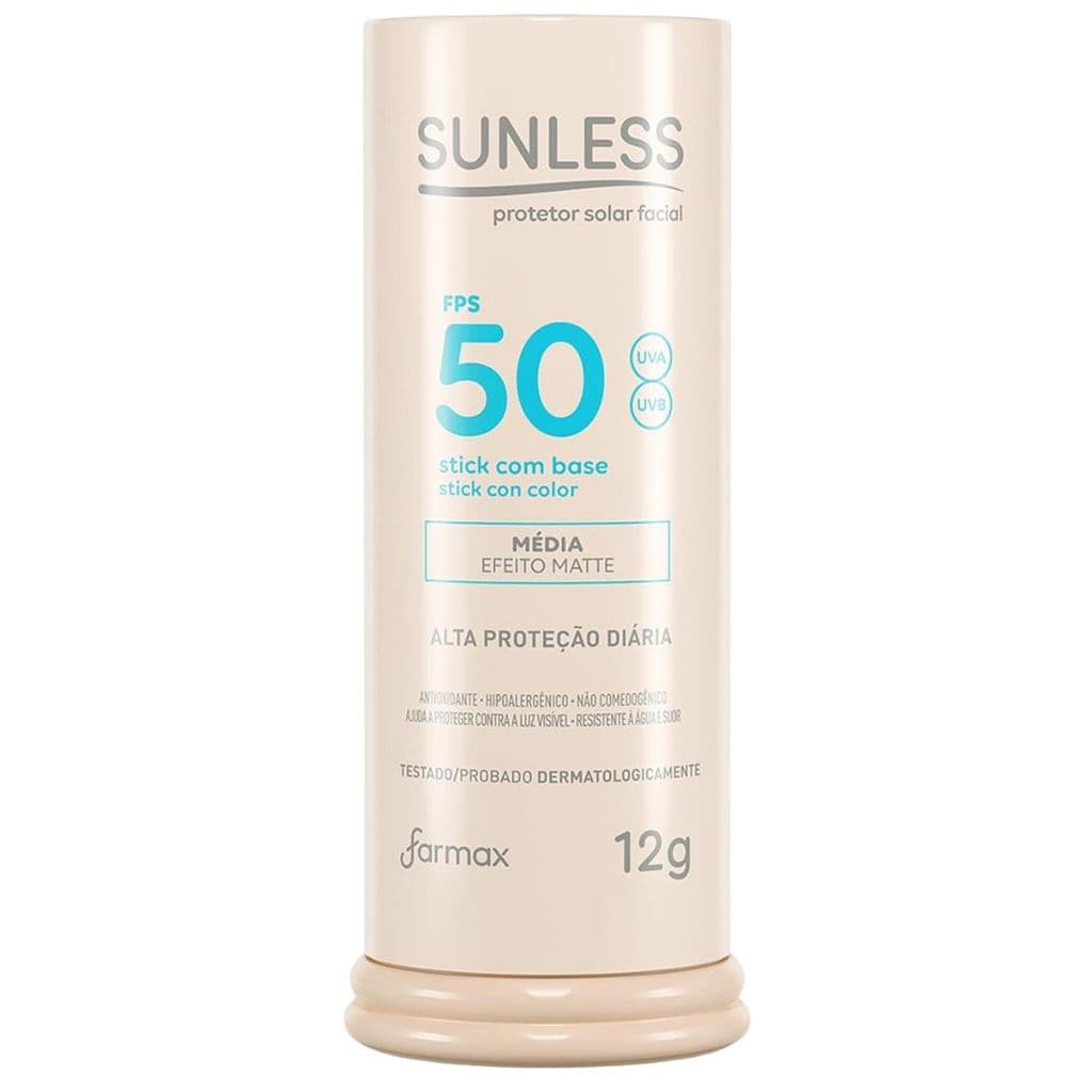 Protetor Solar Facial Bastão Efeito Matte com Base ou Protetor Solar Facial FPS 50 Toque Seco com Base