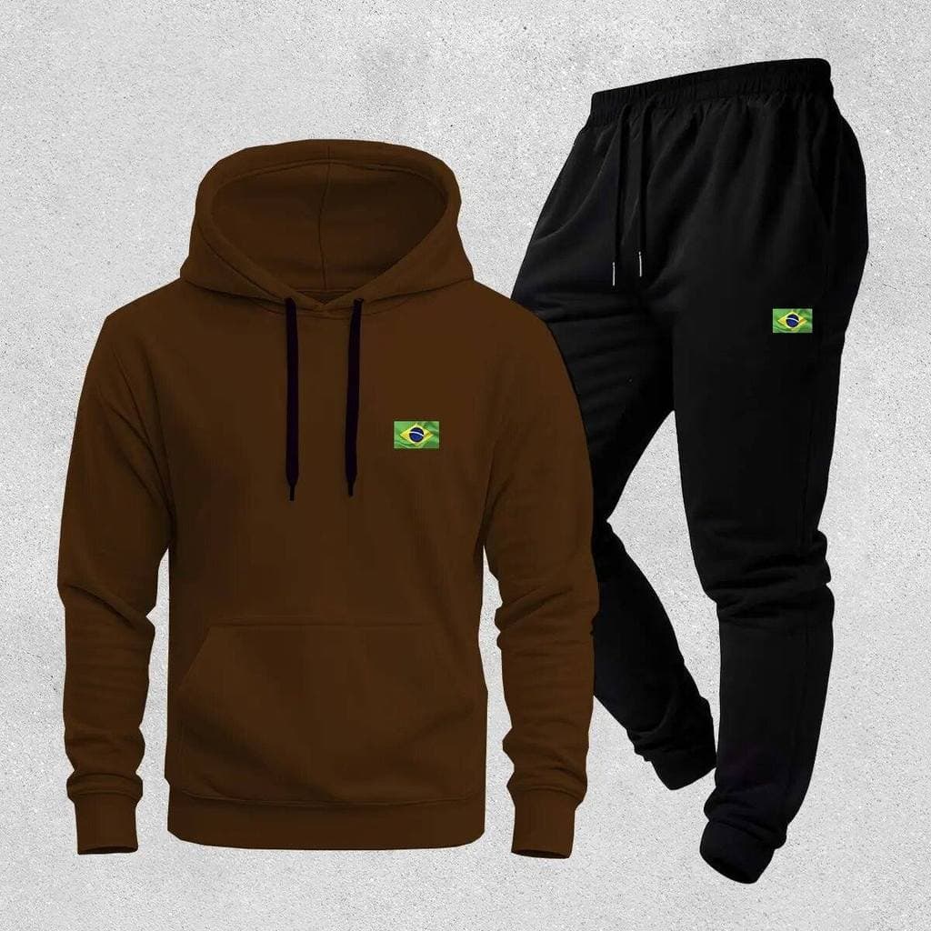 Conjunto moletom canguru e calça moletom bandeira do brasil copa 2026 unissex
