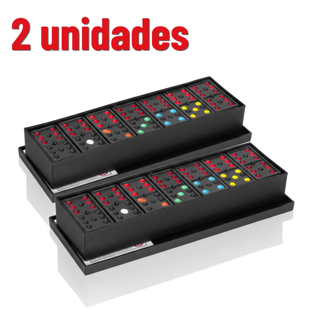 Kit 2 Jogo Dominó Plástico C/ Estojo 28 Peças Jogo para Familia Tabuleiro Prenda Festa Junina Natal