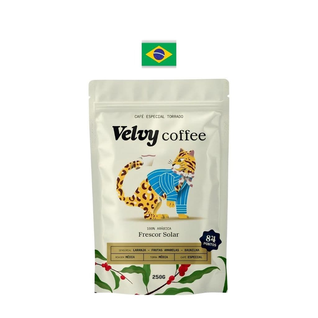 VELVY COFFEE FRESCOR SOLAR GRAOS/MOIDO 250g - Café especial torrado em grãos/moído 100 arábica Frescor Solar.