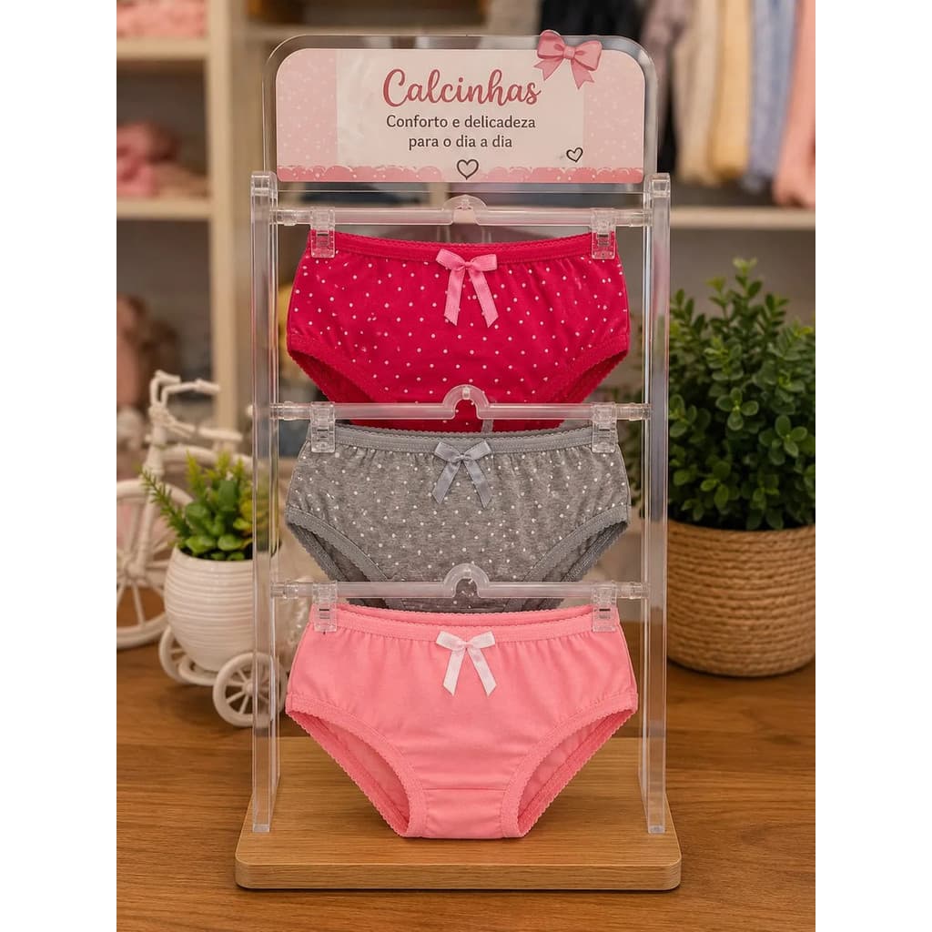 Kit Calcinhas Infantil Bunda Rica 100% Algodão Tapa Fralda