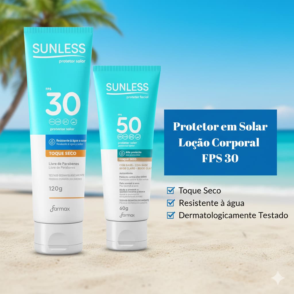 Kit Protetor Solar Corporal FPS 30 120g + Protetor Solar Facial FPS 50 60g Bege Claro
