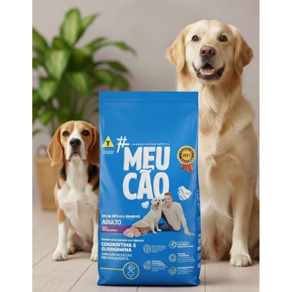Ração Cachorro Adulto Porte Médio Grande 15kg MeuCão Frango e Arroz Ômega 3 Yucca