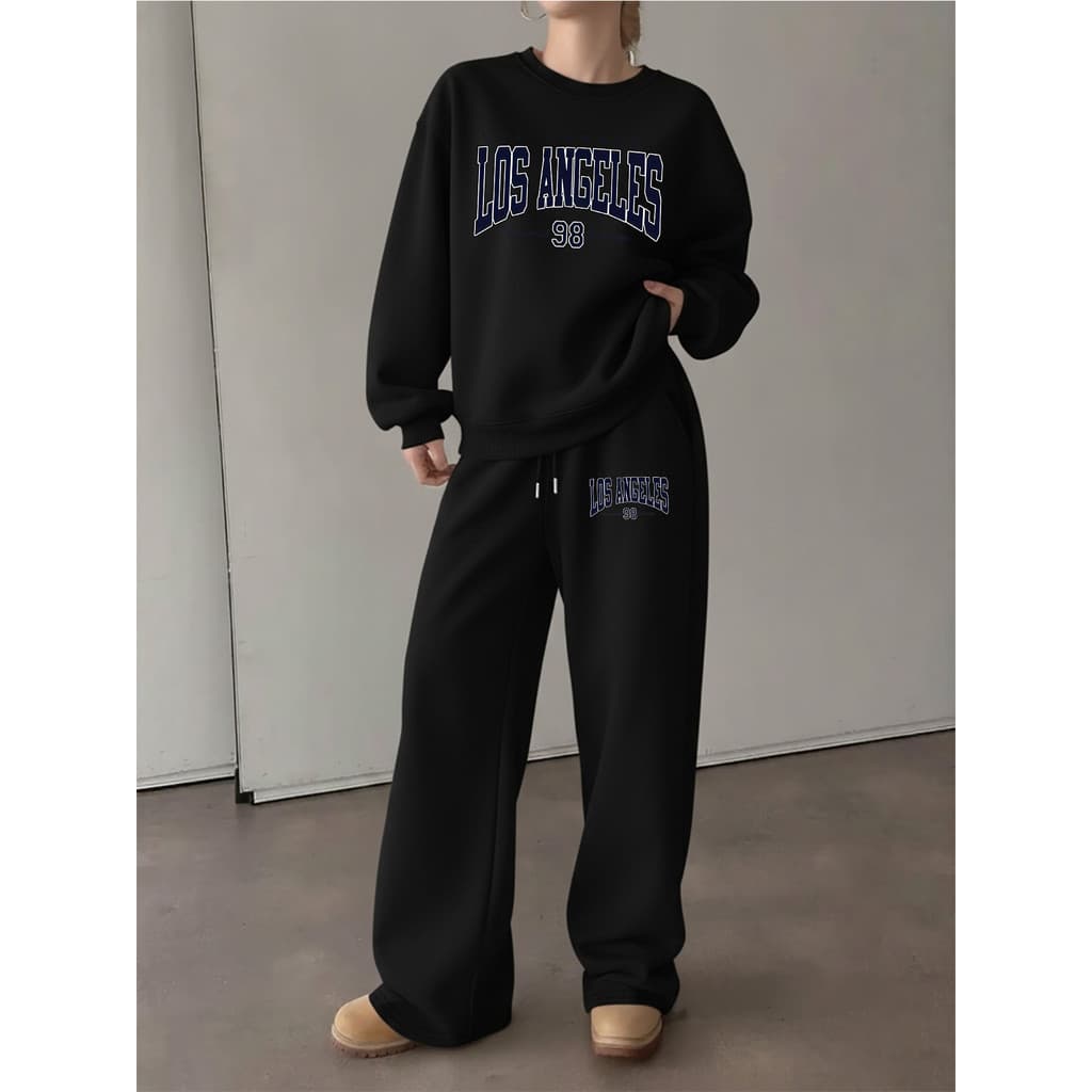 Conjunto de Moletom Feminina Calça Pantalona 2 Peças, Conjunto de Moletom cConjunto Casual e Confortável Y 2 Peças
