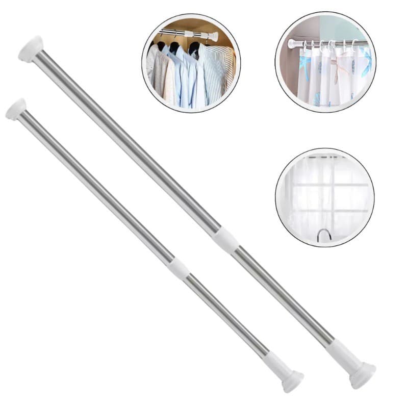 Varão Extensível Multiuso 70-200cm Para Box Banheiro e Varal de Roupas Ajustável Sem Furo