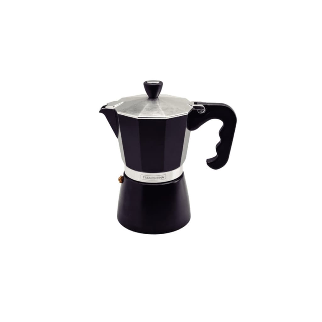Cafeteira Expresso Italiana Tramontina em Alumínio Preto com Cabo em Nylon 320 ml