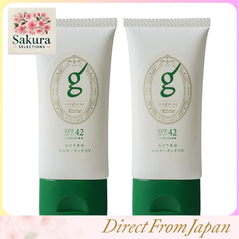 Protetor solar facial Itoguchi Silky Touch UV com seda de casulo verde – Sem químicos, sem silicone, FPS 42 PA+++, base de maquiagem