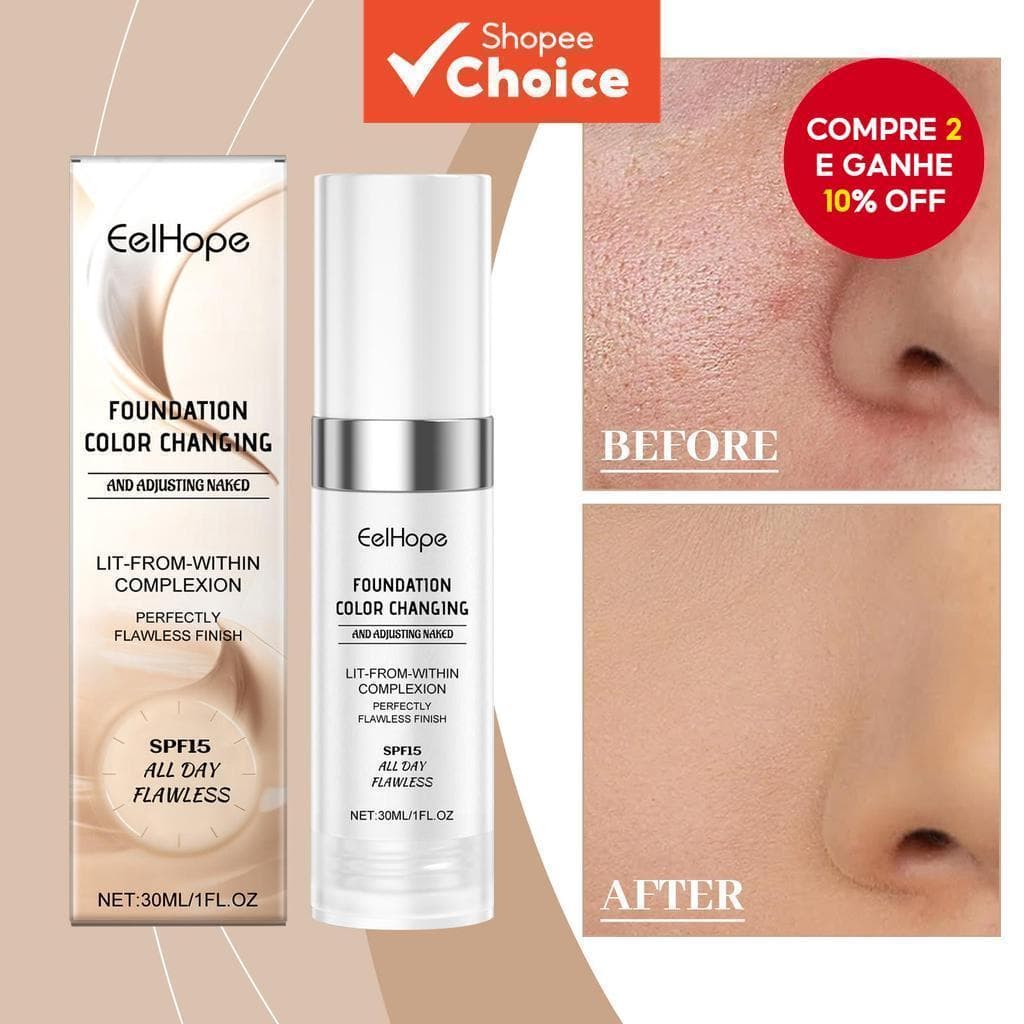 Base Mágica Que Muda De Cor , Controle De Óleo , Cobertura Facial , Corretivo , Maquiagem Líquida , Hidratante , Tom