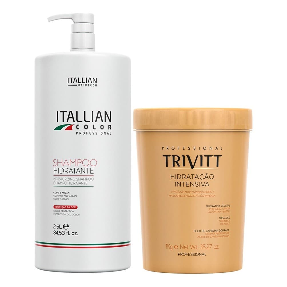 Shampoo Hidratante Lavatório Itallian Color 2,5L + Mascara Trivitt Hidratação