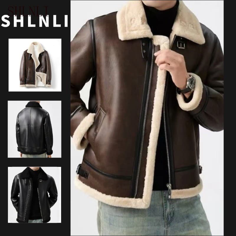 Outono Inverno Velo Gola Dobrável Jaqueta Quente Masculina Couro Do Plutônio Simples Grosso Casaco Com Zíper