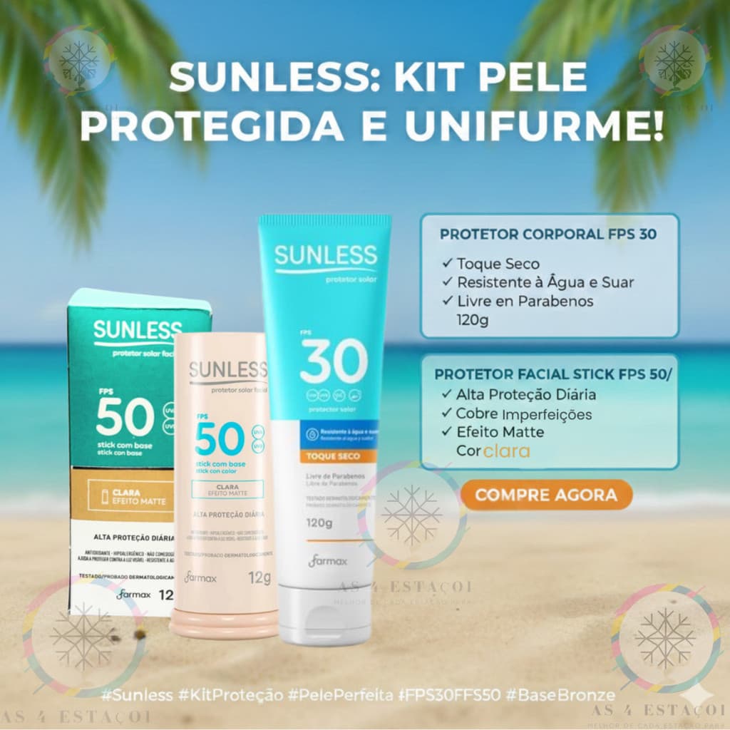 kit Protetor Solar Facial  Bastão Clara + Protetor Solar Corporal FPS 30 120g