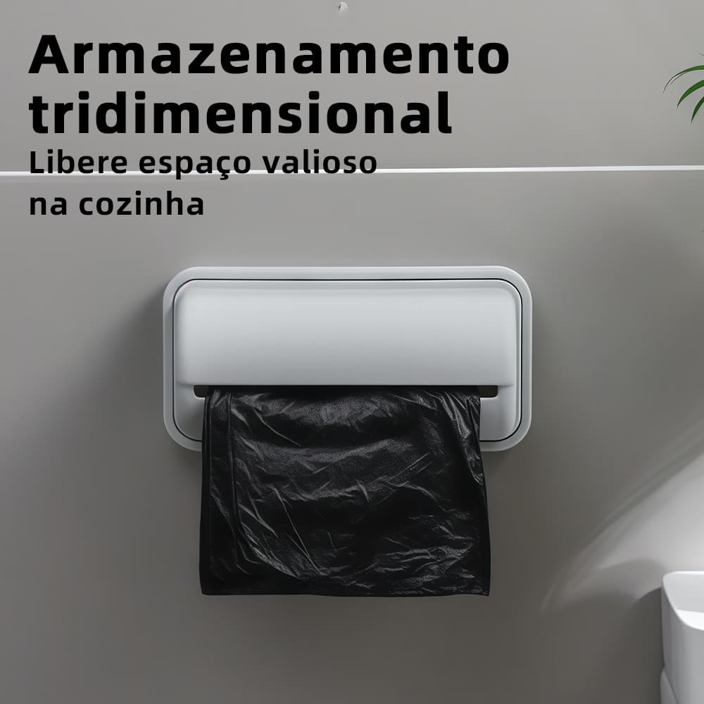 Porta Sacola para Cozinha e Banheiro de Parede Multiuso com Organização Prática Puxa Saco Dispenser Organizador