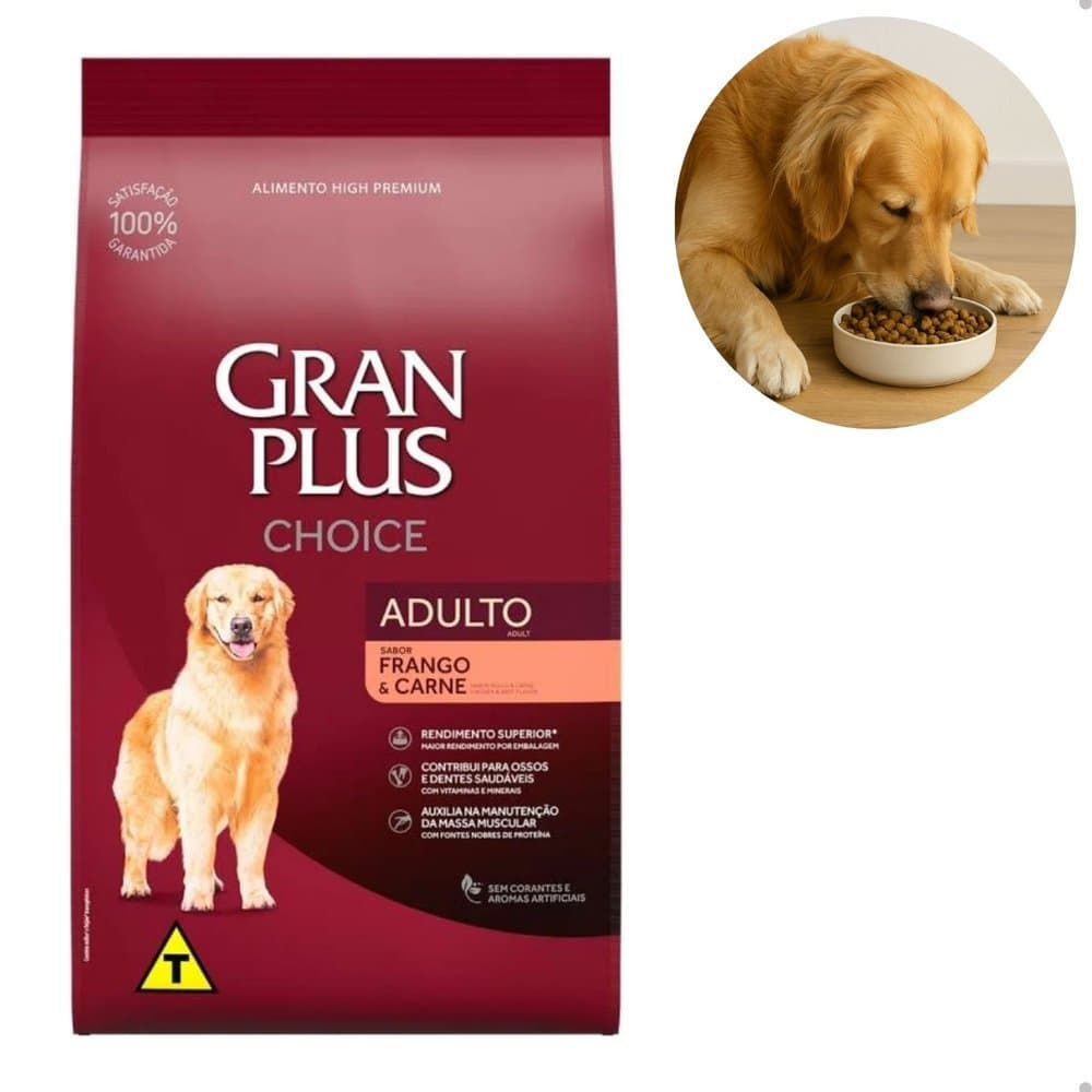 Ração GranPlus Choice Frango e Carne para Cães Adultos 10,1kg