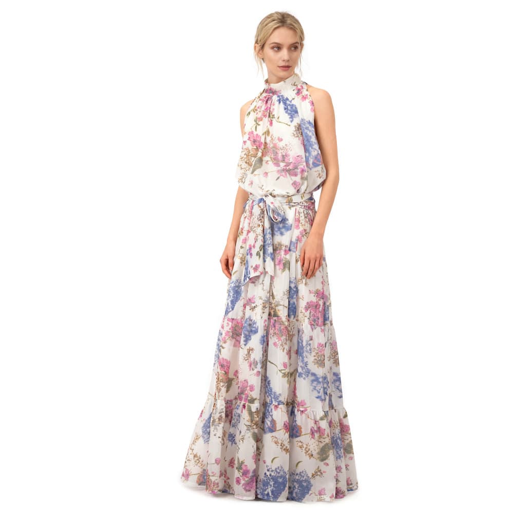 Vestido Longo Feminino 2026 Verão Frente Única Sem Mangas Para Férias Femininas