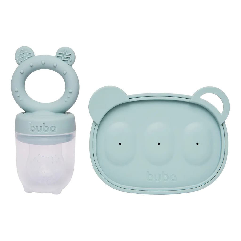 Kit Porta Frutinha Bebê Buba E Forminha De Silicone Para Picolé Chupeta Alimentadora Mordedor Peitolé