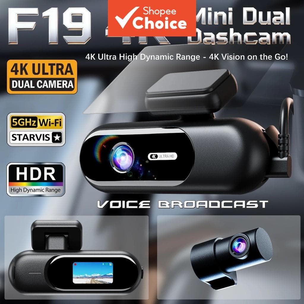 Carro Dash Cam Câmera Traseira Dianteira Visão Noturna Gravador De Vídeo WiFi-4K UHD