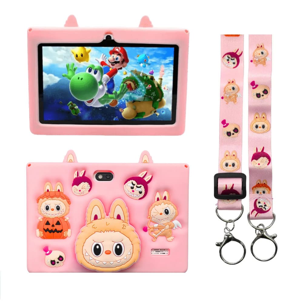 Tablet Labubu Infantil 8gb Ram + 128gb Memória 7' Polegadas Android Wi-fi + Capa Cor Rosa