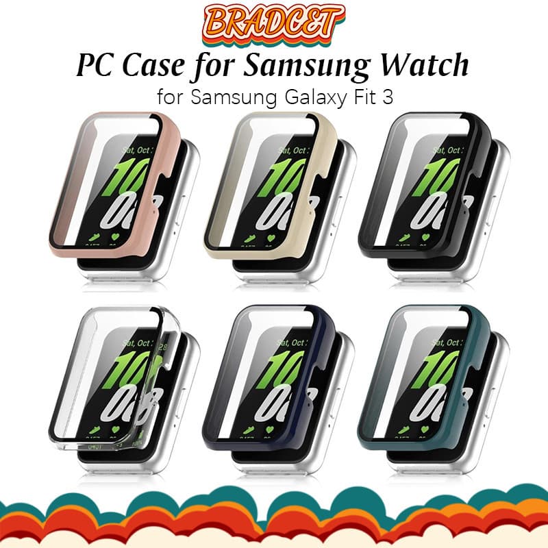 Capinha Case PC Capa Com De Película Vidro Para Relógio Smartwatch Smartwatch Samsung Galaxy Fit 3