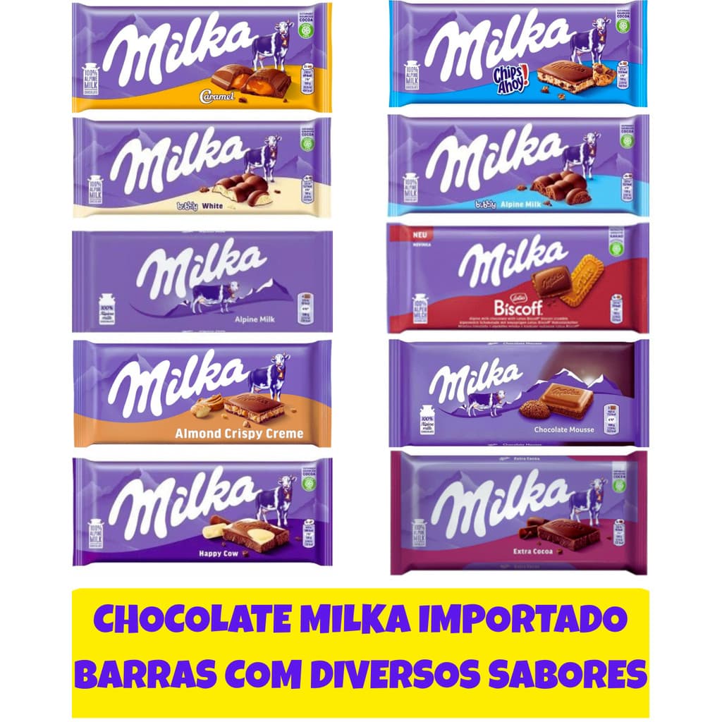 CHOCOLATE MILKA IMPORTADO BARRAS COM DIVERSOS SABORES DELICIOSOS E EXCLUSIVOS