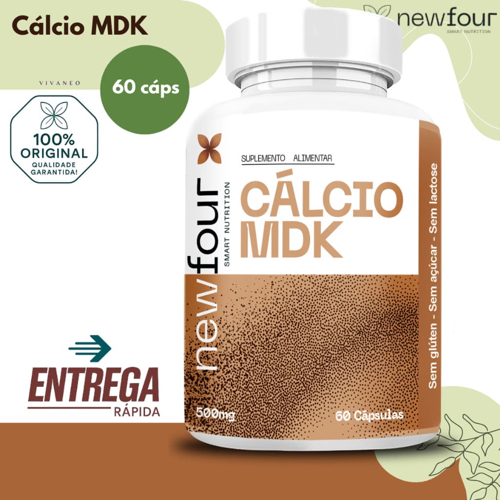 Cálcio MDK Cálcio + Magnésio + Vitamina D3 2000UI + Vitamina K2 + Zinco -New Four