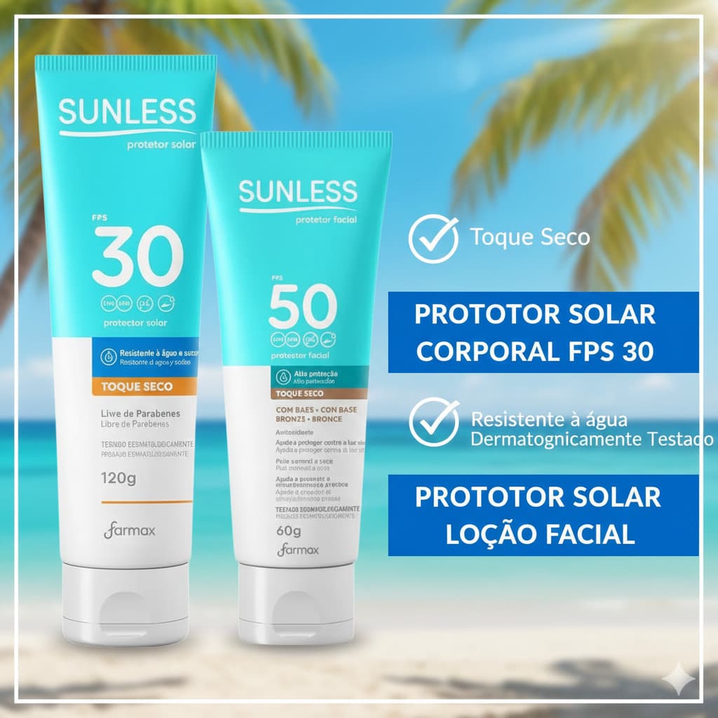 Kit Protetor Solar Corporal FPS 30 120g + Protetor Solar Facial FPS 50 60g Bronze