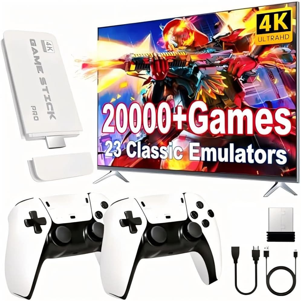 Videogame Stick 23 Emuladores 20K Jogos Retro 2 Controles Sem Fio Memória Expansível 256G