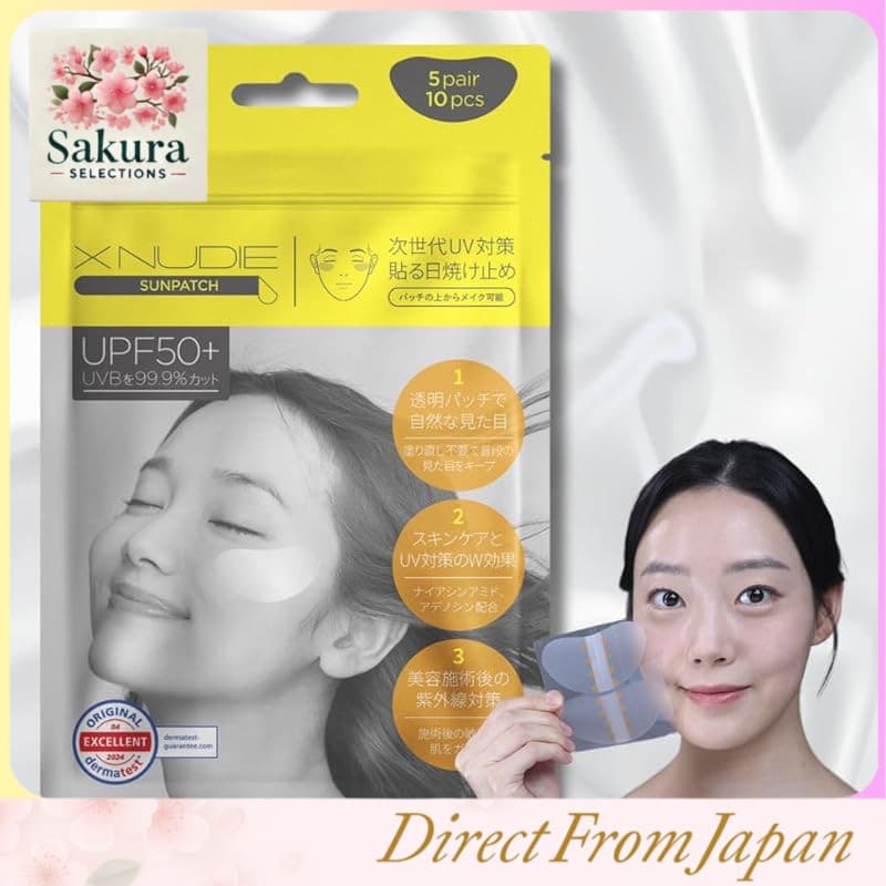 Protetor solar adesivo transparente XNUDIE Sun Patch Clear, 5 unidades (10 adesivos). Bloqueio de 99% dos raios UV. Ideal para o período de recuperação após tratamento localizado. Proteção UV e cuidado com a pele combinados com niacinamida. Adequado para golfe. Protetor solar vestível. Proteção para a pele. Exnudie.