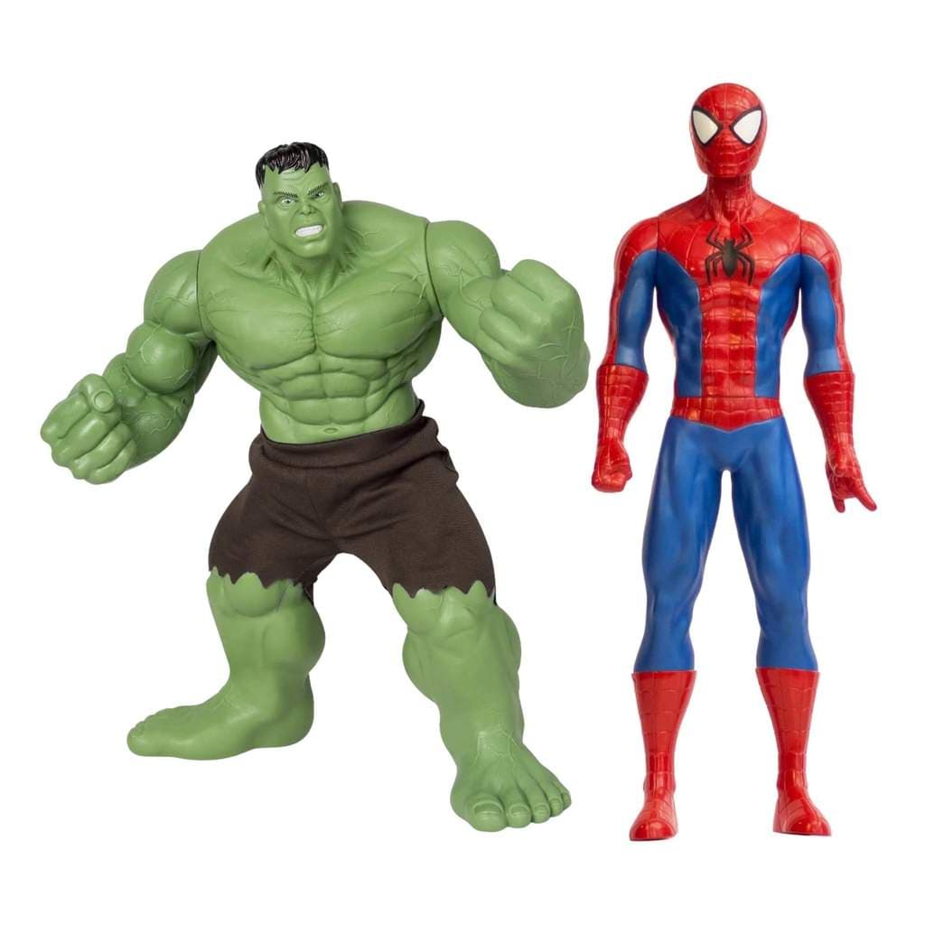 Kit Boneco Colecionável Articulado: Hulk Smash 45cm + Homem Aranha Extreme 50cm
