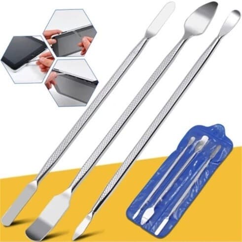 Kit 3 Espátulas Aço Profissional p/ Manutenção Celular Tablet Notebook Eletrônica