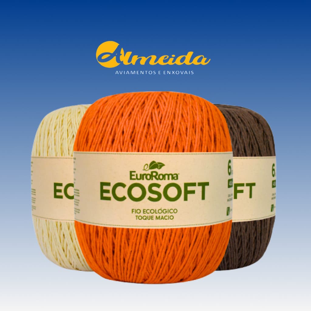 Barbante EuroRoma Ecosoft nº 6 452 m (422 g) – Macio, sustentável, ideal para crochê e trico