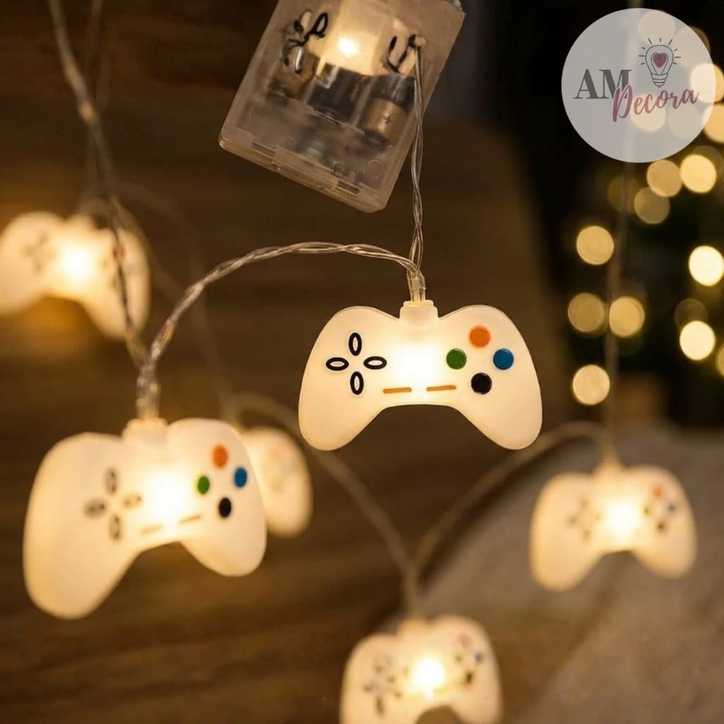 Cordão de LED Controle de Videogame Luz Varal Gamer Luminária Decoração Festa Quarto Aniversário