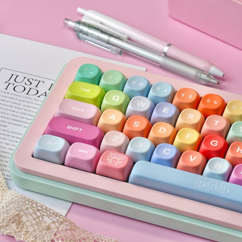 Keycaps PBT Gummy Bear Perfil MOA Sublimação 5 Lados para Teclado Mecânico Switch MX