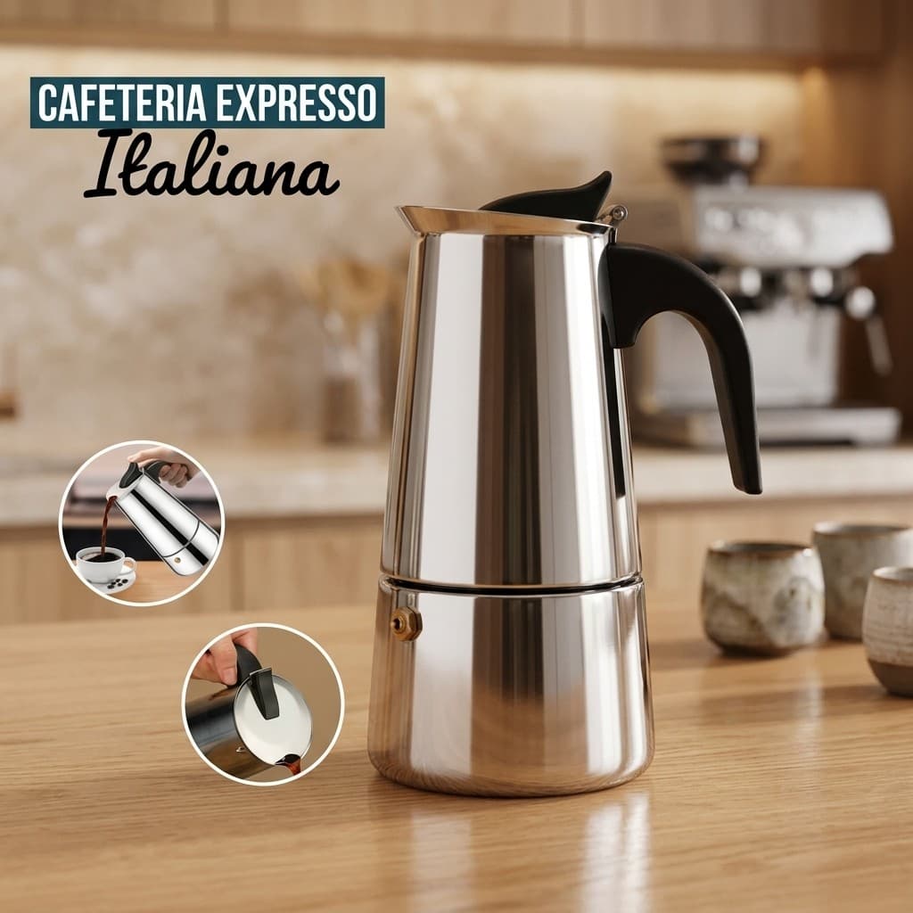 Cafeteira Moka Manual Tipo Italiana Para Cafe Expresso Encorpado
