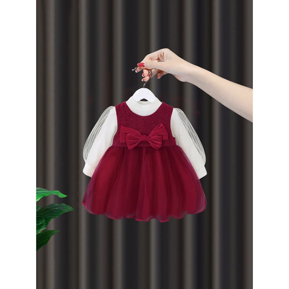 Meninas vestido 2024 roupas de inverno vestido de bebê um ano de idade vestido feminino bebê vermelho vestido de princes