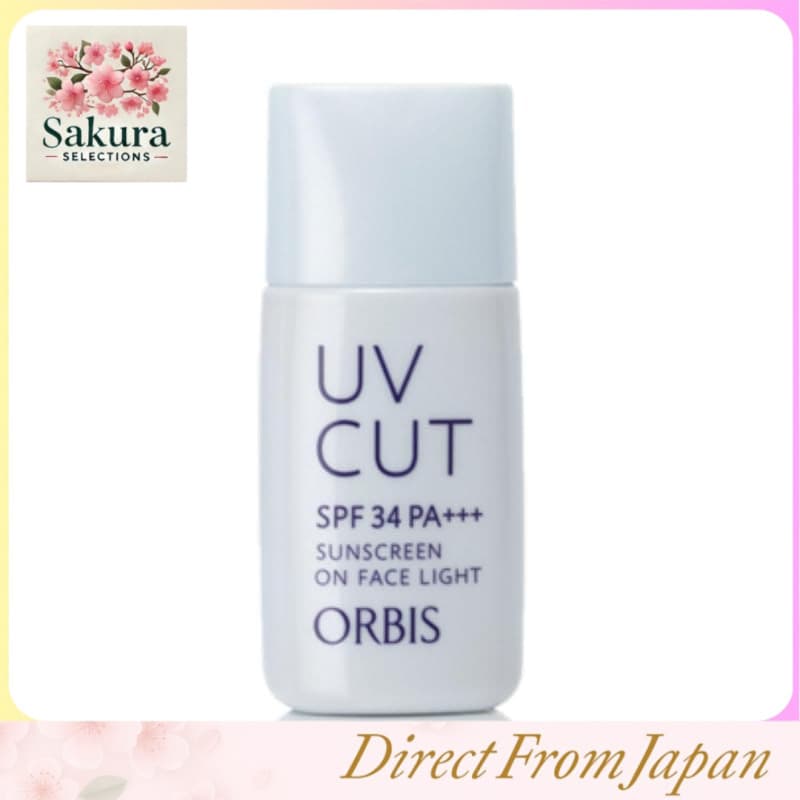 Protetor solar facial ORBIS Light para efeito de maquiagem, loção protetora solar, base de maquiagem FPS 34 PA+++, 28ml, líquido. 2. Light