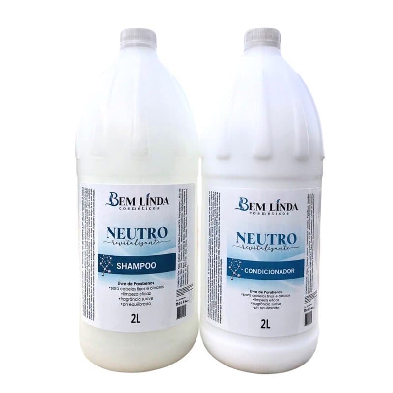 Kit Neutro Revitalizante 2L Sem Sal Shampoo e Condicionador Bem Linda Profissional Hidratante