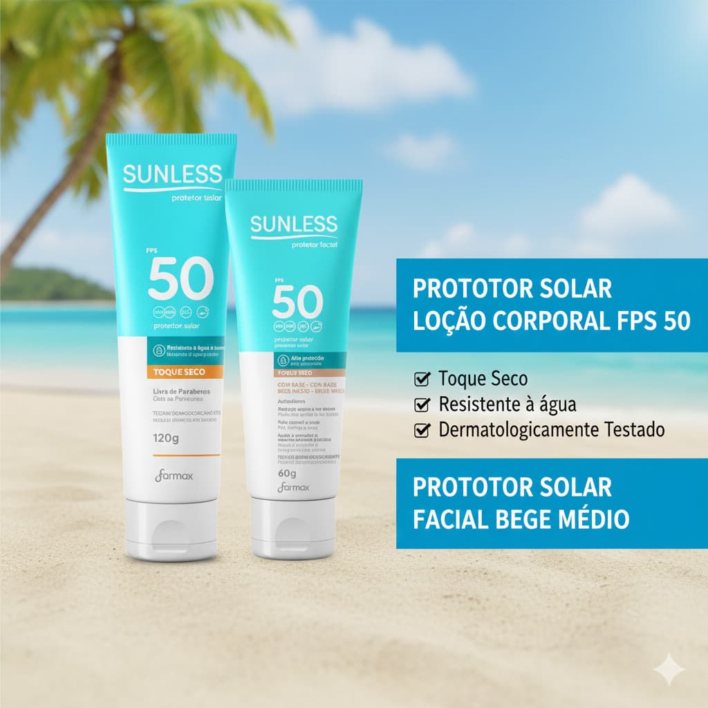 Kit Protetor Solar Corporal FPS 50 120g + Protetor Solar Facial FPS 50 60g Bege Medio