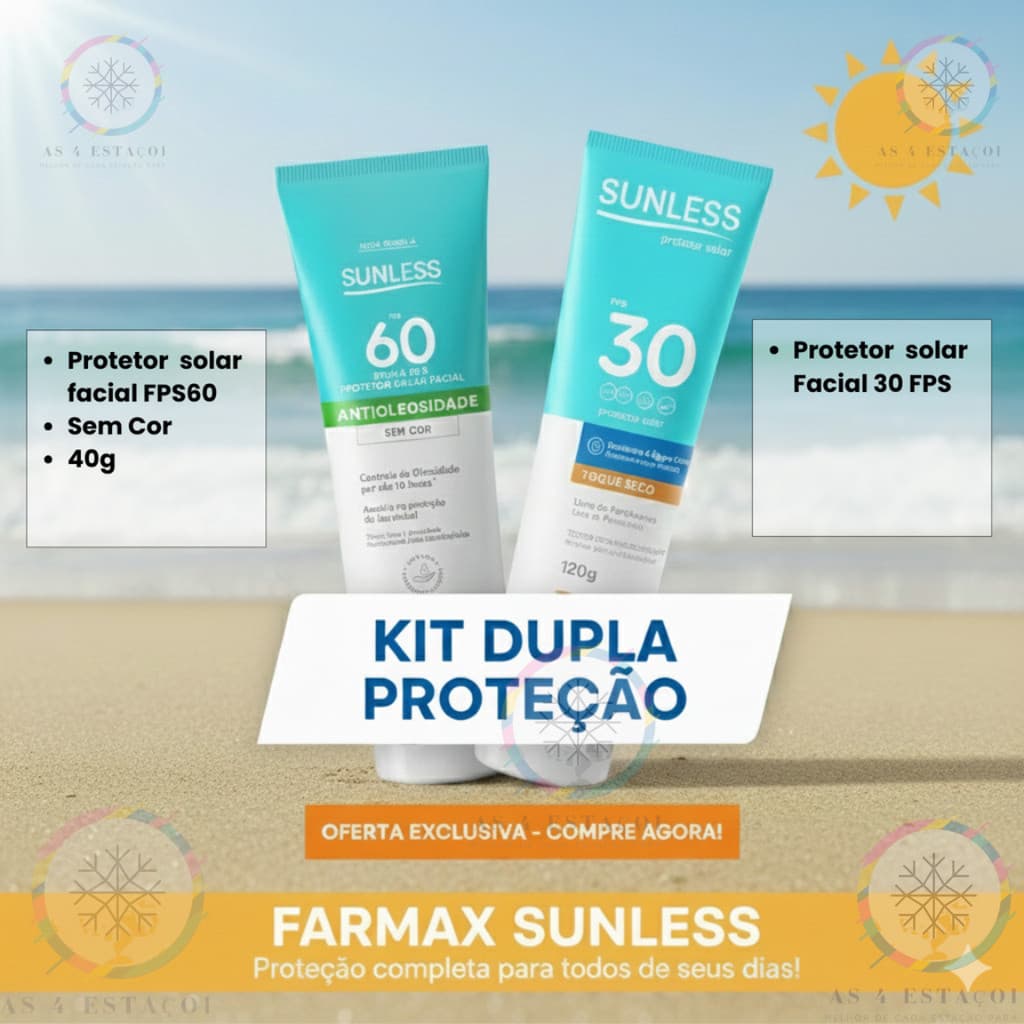 Kit Protetor Solar Facial Sem Cor  + Protetor Solar FPS 30 De 120g da Sunless