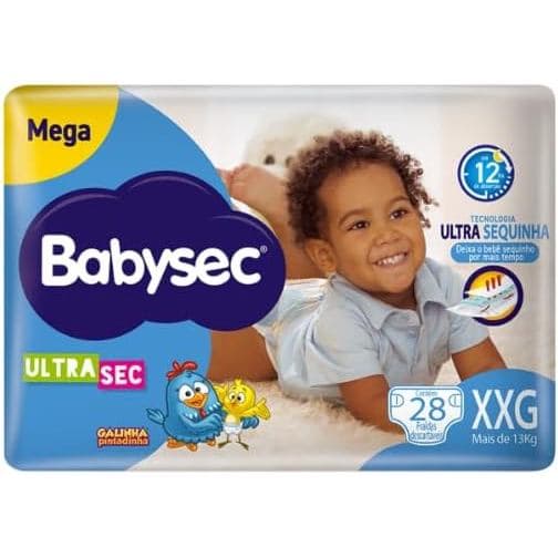 Fralda Babysec XXG Ultrasec Galinha Pintadinha – Super Absorção, Até 12h Proteção C/28 Uni Custo-Benefício