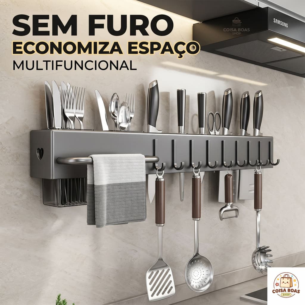 Prateleira Organizadora Multiuso Cozinha Moderna Porta Tempero e Utensílios