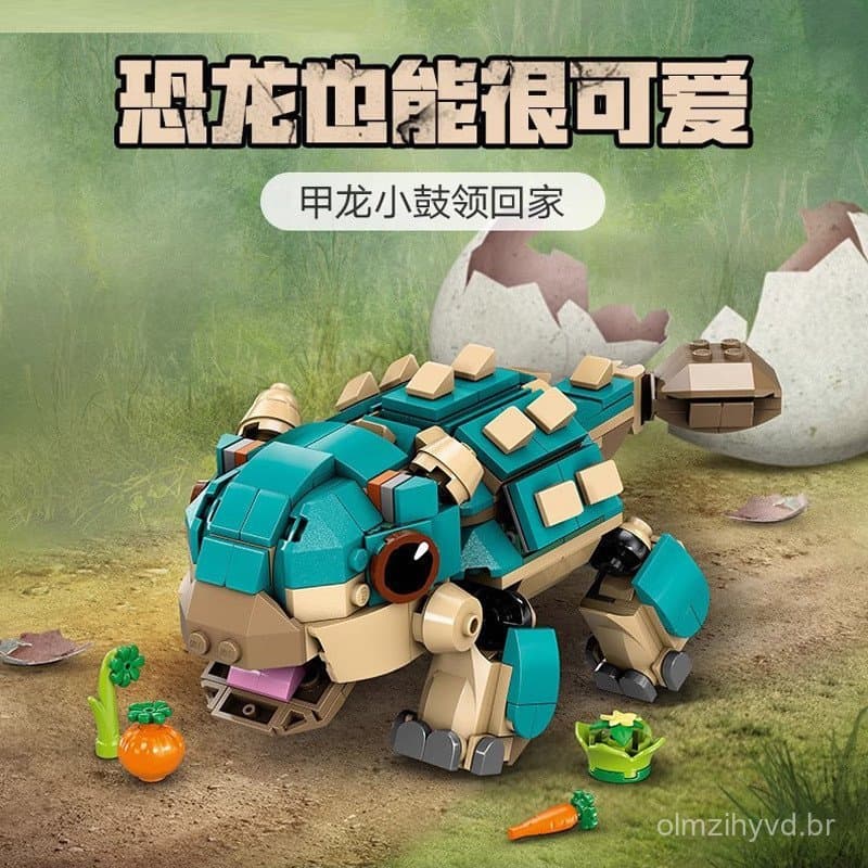 Blocos de montar Lego, mundo dos dinossauros, Ankylosaurus, Snare drum, Tyrannosaurus, Velociraptor, para meninos.