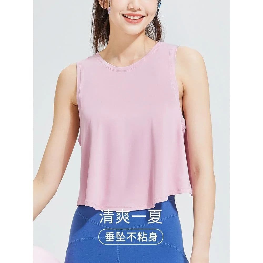 Y roupas de Yoga camisola feminina ins na moda oco cruz bela volta sem mangas topo solto Fitness correndo roupas esporti