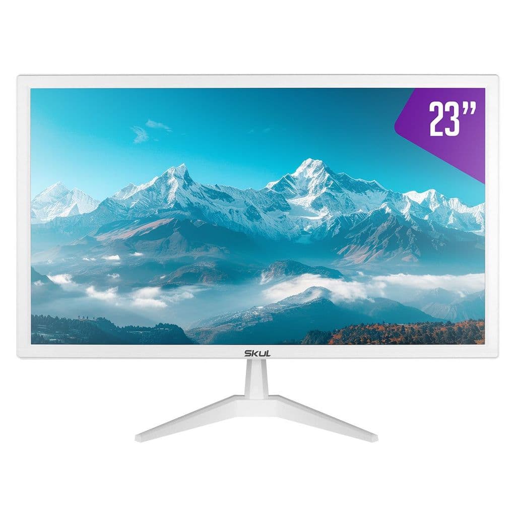 Monitor 23" 75hz Gamer Escritório Home Office Led 5Ms Hdmi + Vga Branco Skul