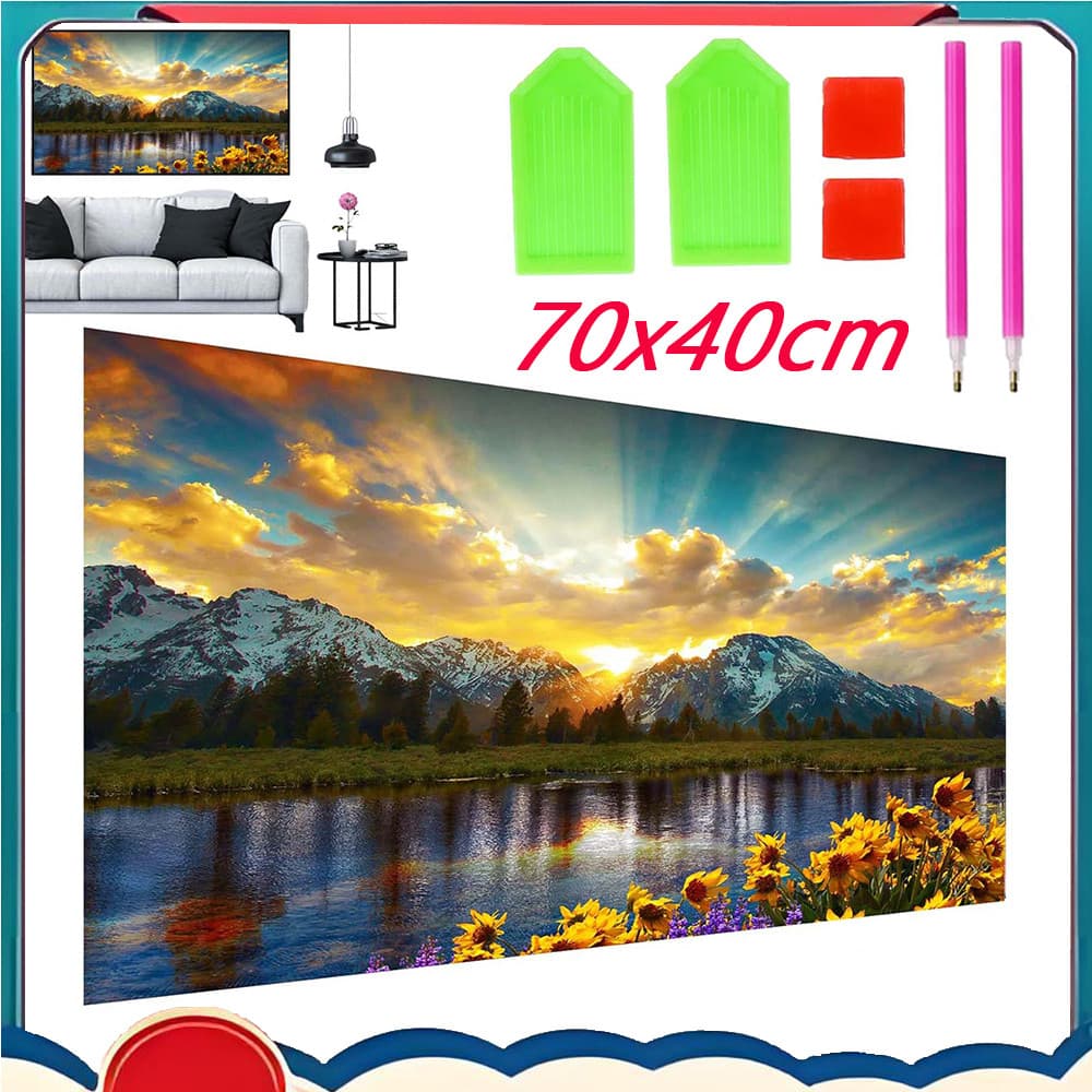 70x40cm Sunset Lake DIY Conjunto de pintura diamante 5d pintura diamante