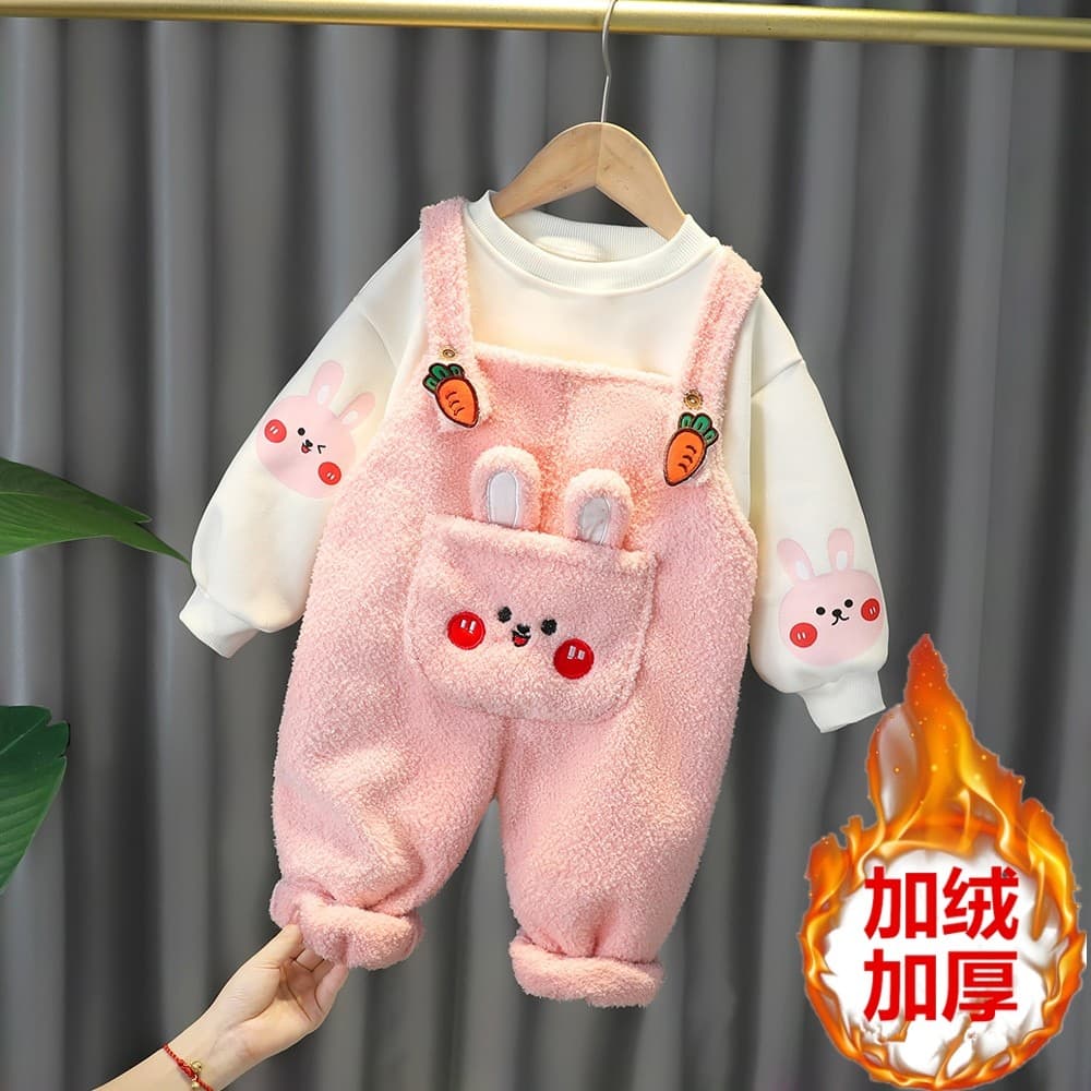 Roupas de bebê roupas de bebê outono inverno roupas de bebê menina mais veludo engrossado macacão terno meninas moletom 