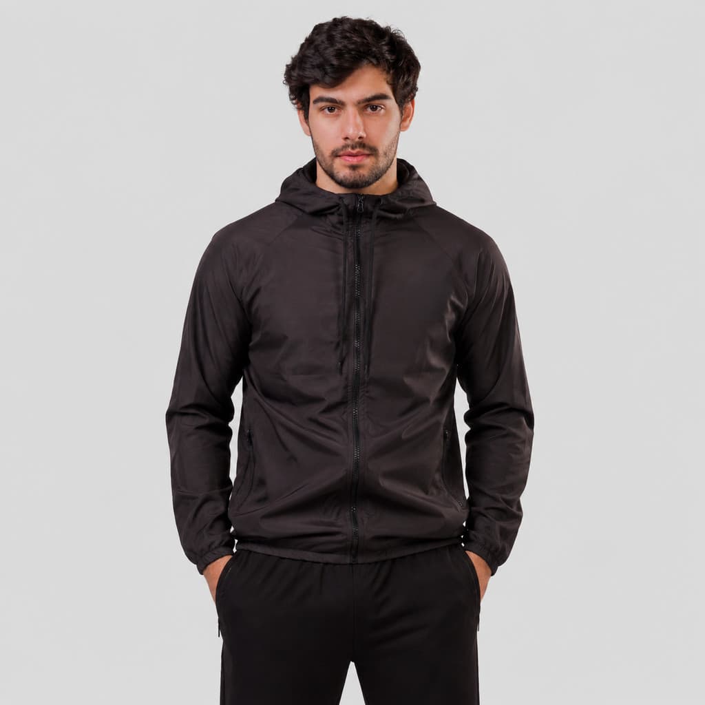 Jaqueta Corta Vento Masculina Sport Térmica UV50 Preta