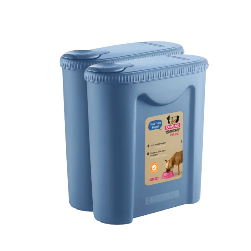 Kit 2 Porta Ração Com Tampa Portátil cachorro cão gato azul Organizador Gatos Cachorros Premium bom