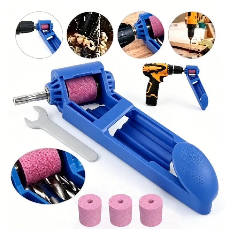 Kit Afiador Amolador De Brocas + 2 Lixas Rebolo Para Broca 2 A 12,5mm Para Furadeira Parafusadeira