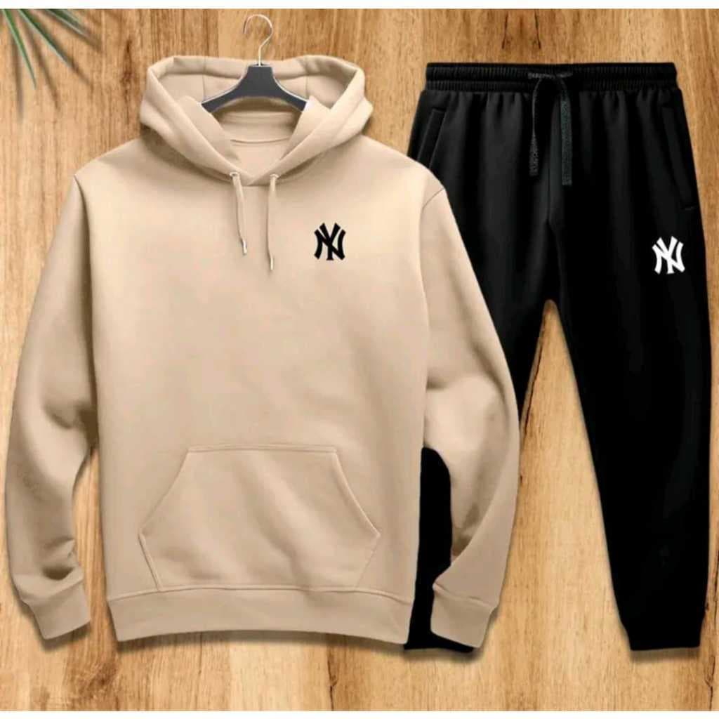 Conjunto Moletom Canguru Com Capuz + Calça Moletom Preto NY Cores Masculino Feminino Qualidade TENDENCIA