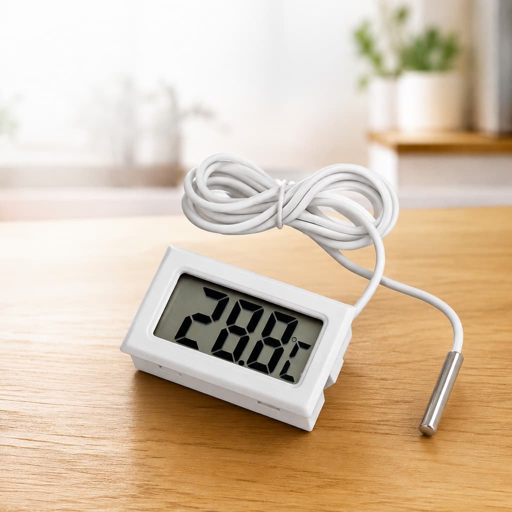Termômetro Digital Sonda Aquário Freezer Chocadeira Ambiente Branco Norvix Cabo de 1 Metro